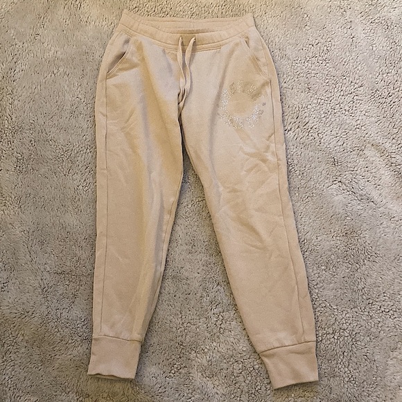 PINK Victoria’s Secret • Cream Colored Bedazzled Joggers - Picture 4 of 5